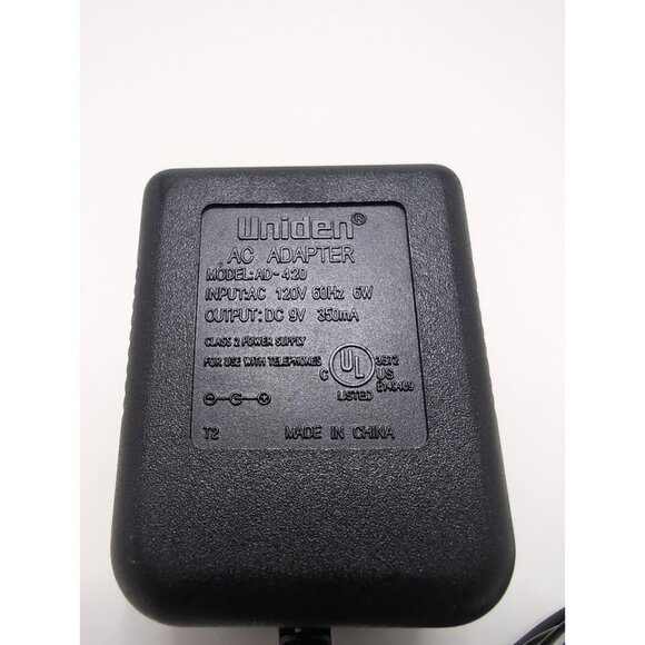 Genuine Original OEM UNIDEN AD-420 9V 350mA Power Supply Adapter TESTED - Picture 2 of 4